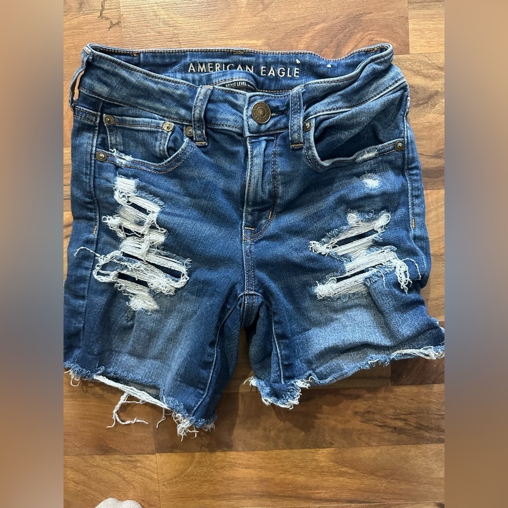 American Eagle Outfitters Ripped Blue Jean Shorts